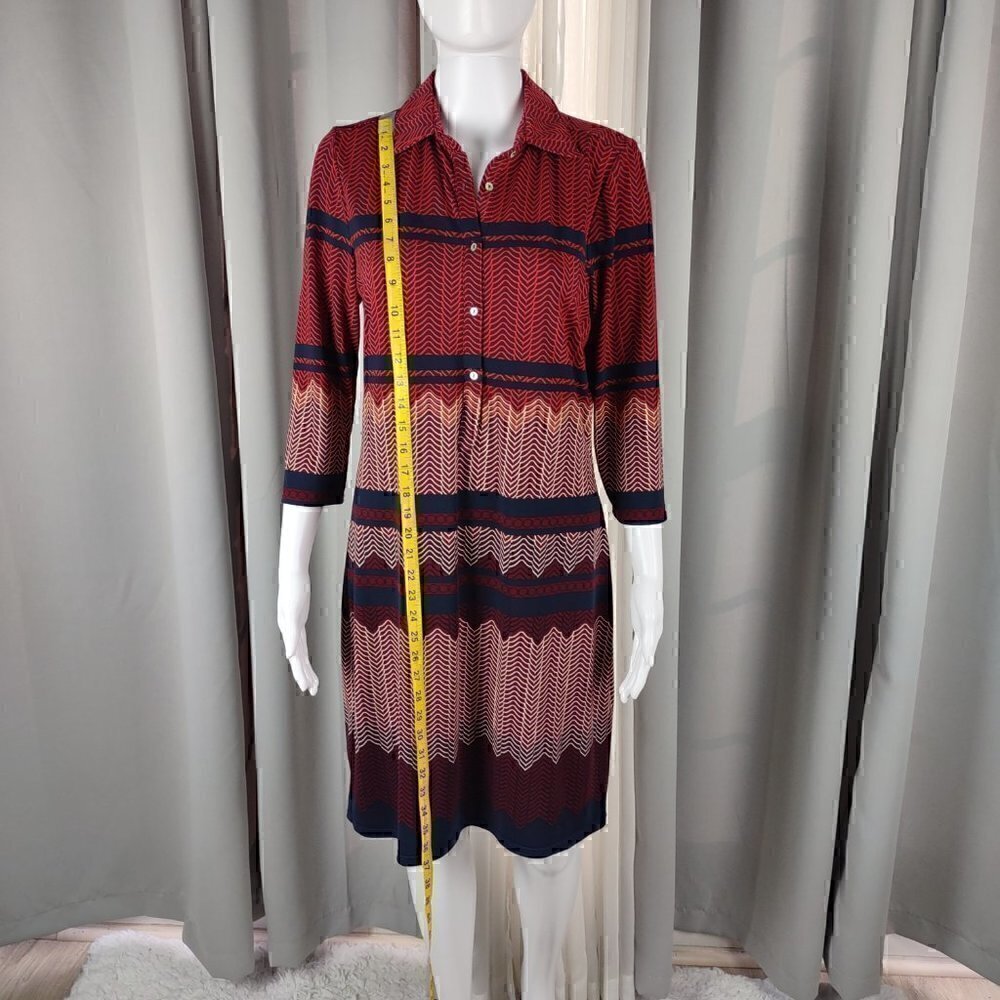 Max Studio Women's Red, Blue, Cream Geometric Print Midi Dress Size Small - Picture 5 of 11